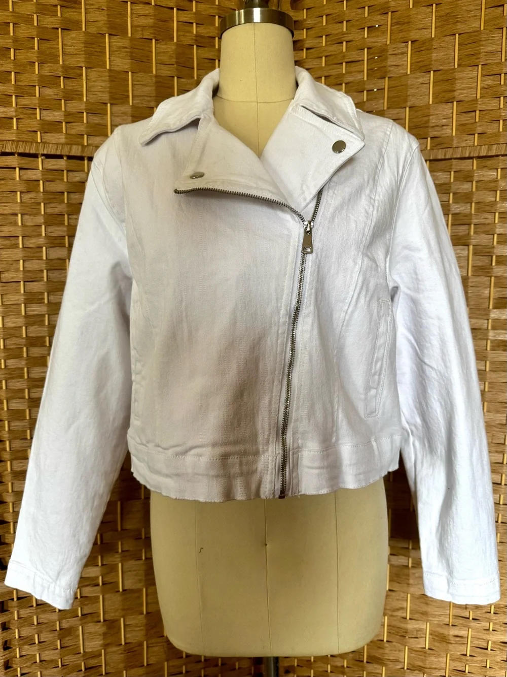 NWT Steve Madden white denim moto jacket L - Picture 2 of 14